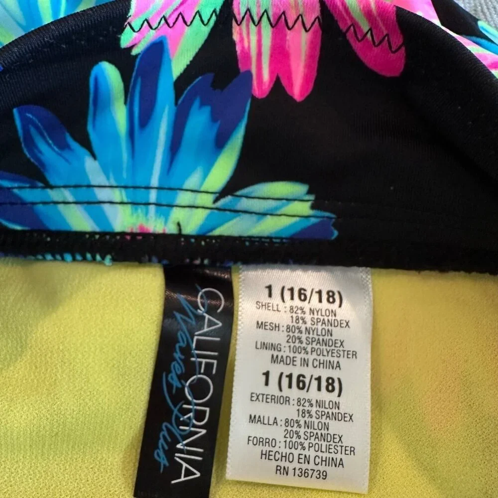 California Waves Womens Size 16/18 Gerber Daisy High Waist Bikini‎ Bottoms NWT